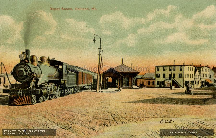Postcard: Depot Square, Oakland, Maine